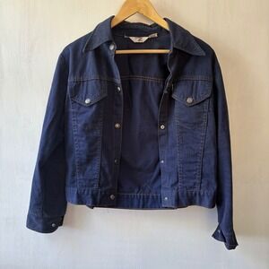 Vintage Levis Trucker Jacket Dark Blue Western 60s 70s‎ Button Womens Small
